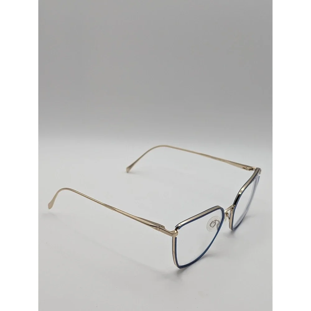 Rag & Bone RNB3028 Blue Gold Eyeglasses Frames Only 55-17 Geometric Metal Womens